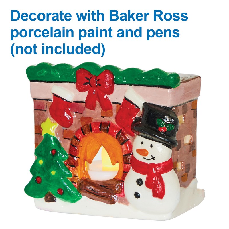 Baker Ross FX793 Christmas Fireplace Ceramic Tealight Holders - box