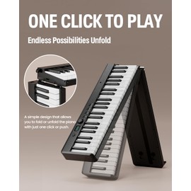 Finger Dance Folding Piano Keyboard 88 Keys, Portable Electric Keyboard with Bluetooth MIDI, Full Size Digital Piano, Wood Grain, Semi-Weighted, Touch Sensitive, with Storage Bag for Beginner