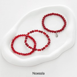 FULU AUTUMN Boho Beaded Bracelet Multi-Layer Crystal Stone Beaded Bracelets for Women Stretch Bracelets Fashion Jewellery Birthday Gifts for Her(39-Red)