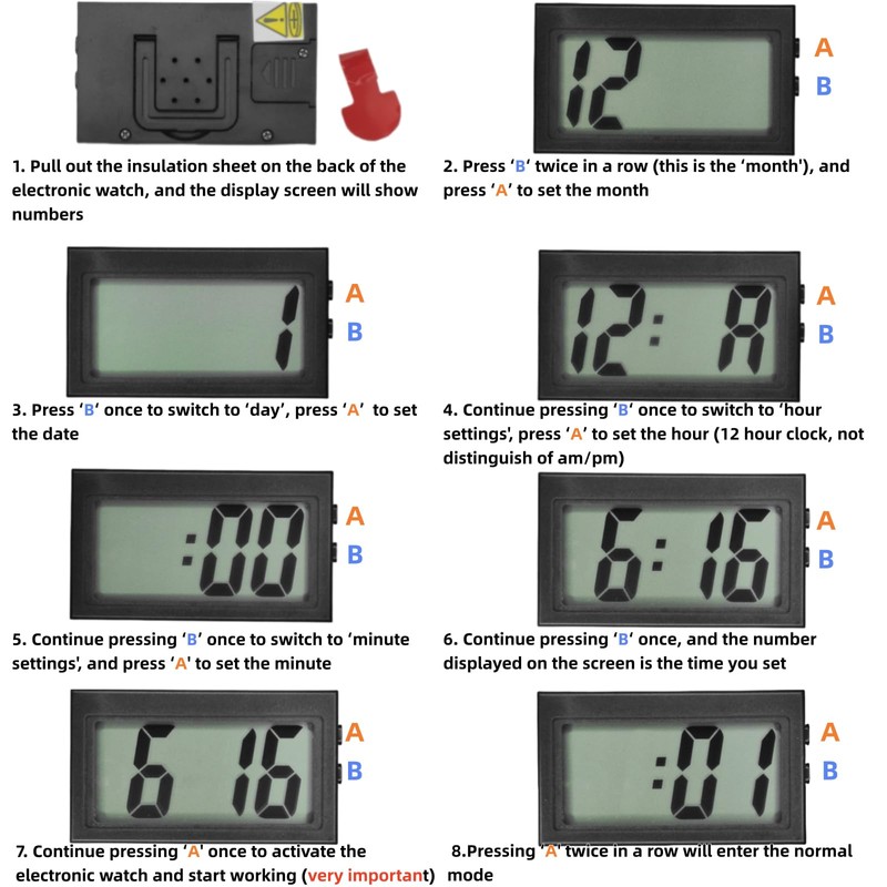 2 Pcs Mini Digital Clock Small Magnetic Car Dashboard Clocks