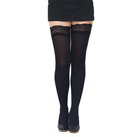 SENTELEGRI Colourful Opaque 40 Denier Microfibre Hold Ups Stockings, Sizes S-XXL (XLarge, Black)