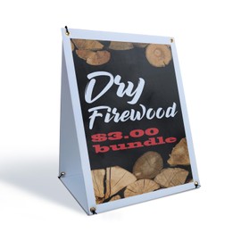 Dry Firewood $3.00 a Bundle Sidewalk Sign 18 Inch x 24 Inch A-Frame Images On Both Sides | Affordable Pricing, Seasonal Necessities, Durable Display | Made in USA