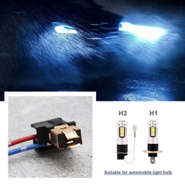 EMSea H1 H3 Car Light Socket Extension Wiring Harness Plug Headlight Socket Wiring Harness Lamps Socket Wiring Harness Connector Pack of 2