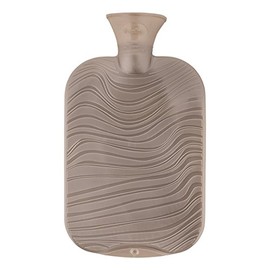 Fashy Double Ribbed Wave Pattern in Mother of Pearl Colour Taupe Hot Water Bottle, 2.0 Litre