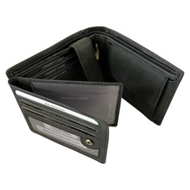 BUFFALO HILL Wallet I Skull Motif I Buffalo Leather Wallet I Genuine Leather Wallet I Landscape Format Wallet Men I RFID Protection I Leather Wallet with Coin Compartment I 9 Card Slots I 2394, black,