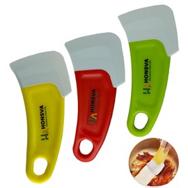 Honsva Silicone Dish Scraper to Kitchen Cleaning for Pans, Pots, Bowls, Non-stick Scraping Spatulas Tool,3 Pcs (Yellow, Green and Red)