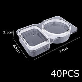 40 Pcs Double Compartment Condiment Container with Lids, Reusable Condiment Containers with lids Snack and Dip Container,Clear Two-Compartment Salad Dressing Snack Containers for to-go Sauce,Sampling