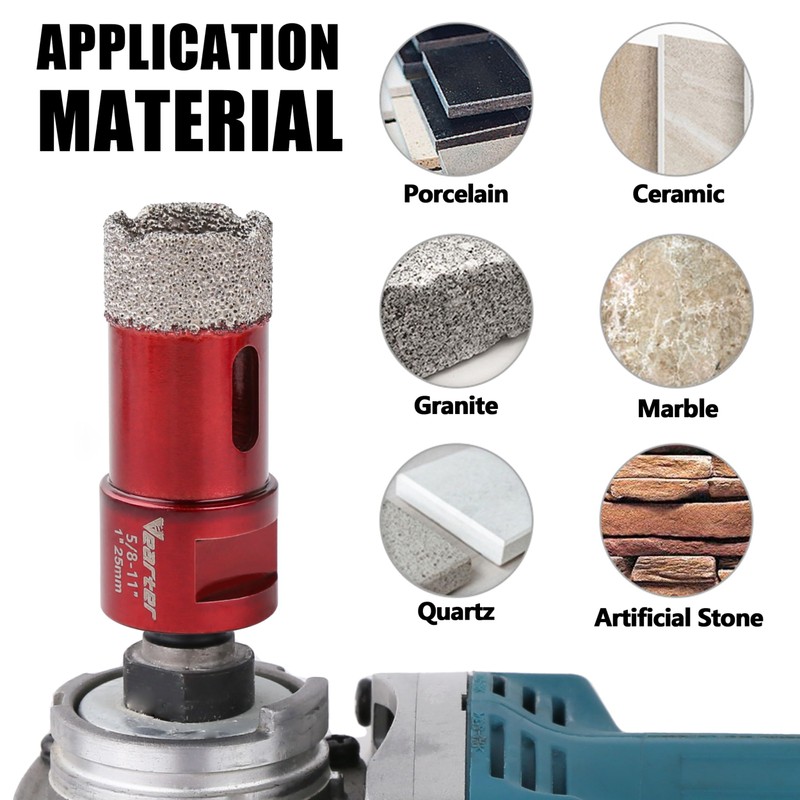 Vearter 10PCS/Set Vacuum Brazed Diamond Masonry Hole Saw Kit, 1/4''-