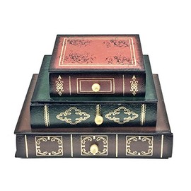 Bellaa 21093 Book Box with Drawers Decorative Storage Wooden Boxes 8 by 6 Inches