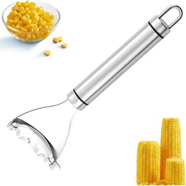 Silver Fast Corn Cob Separator, Corn Peeler from Corn on The Cob Efficient Corn Cob Separator, Stainless Steel Multifunctional Kitchen Grips Corn Planer for Cooked or Fresh Cob Cutter kernels