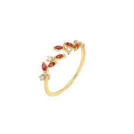 Gznzfjf Adjustable Ring Cubic Zirconia Leaf Ring for Women 18K Gold Plated Dainty Stackable Rings for Women Good Present for girlfriends (C)
