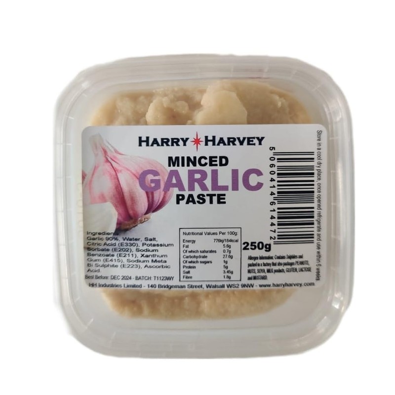 Harry Harvey Minced Garlic Paste 250g, Crushed Puree - Ready