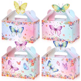 VGOODALL 12PCS Butterfly Party Favor Boxes, Goodie Gable Treat Box Paper Candy Containers for Birthday Baby Shower Wedding Party