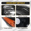 Headlight Assembly Fit for 2010-2011 Toyota Prius Black Housing Clear