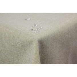 First-Tex Tablecloth Linen Look Lotus Effect Washable with Straight Hem Edge 135 x 200 cm Square in Light Green