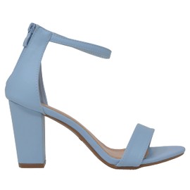 Over the Toe Strap Ankle Wrap Strap Heel Open Toe Medium Heel, Lt-Blue Size 10