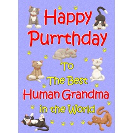 from The Cat Birthday Card (Lilac, Human Grandma, Happy Purrthday)