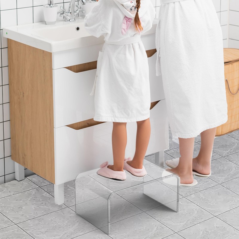 Musanpou Acrylic Step Stool, Clear Foot Stool for Bathroom, Bedroom,