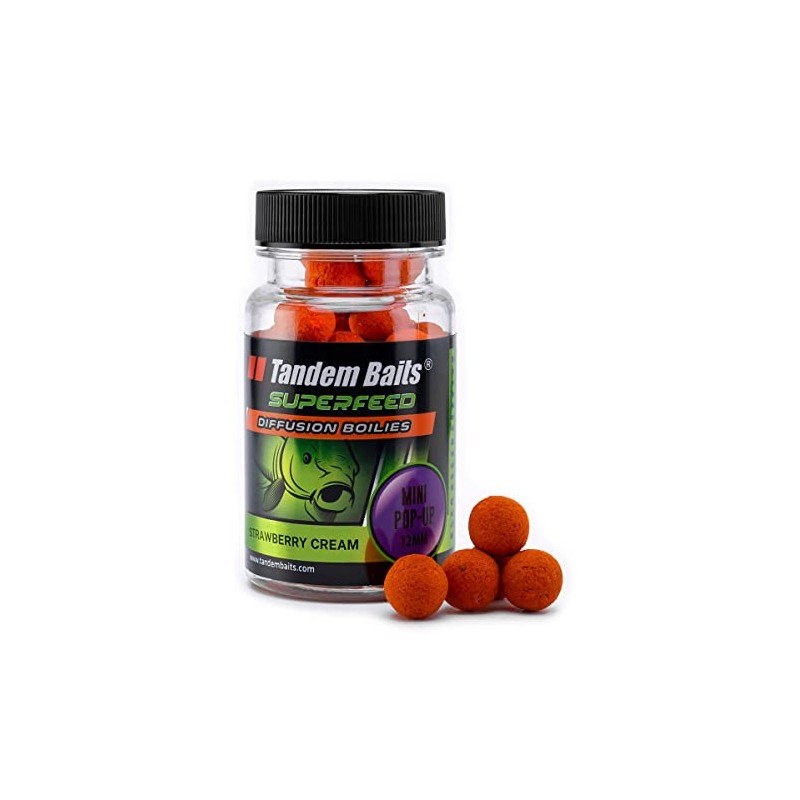 Tandem Baits SuperFeed Diffusion Mini Pop-Up Strawberry Cream Carp Pop-Ups,
