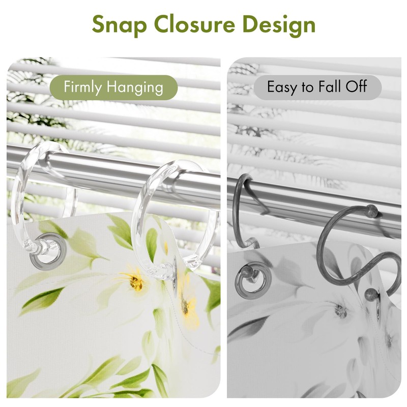 Amazer Plastic Shower Curtain Rings, 24 Pcs Shower Curtain Hooks,