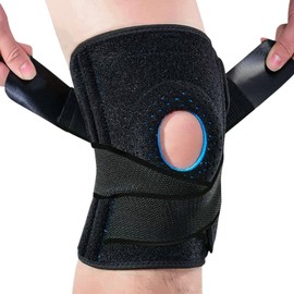 Luwint Youth Adult Neoprene Knee Brace, Open Patella Stabilizer with Adjustable Straps Knee Pads Support for Arthritis, ACL, Relieves Pain, Basketball, Sports, 1 Piece