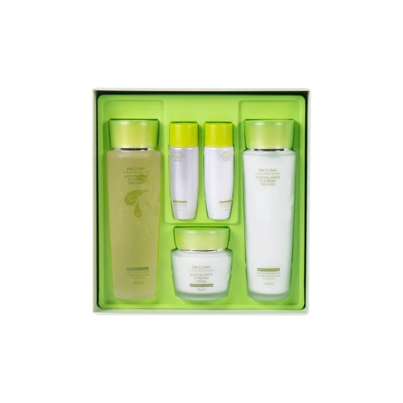 Set 3W Clinic Aloe Vera Skincare Coreano Día/Noche Piel Seca