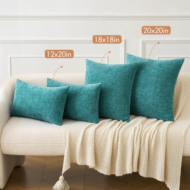 MIULEE Pack of 2 Teal Throw Pillow Covers 20x20 Inch