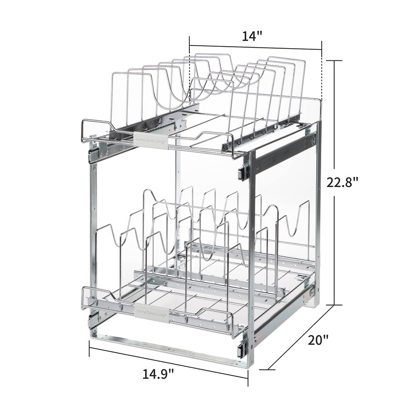 Home Zone Living Pull Out Kitchen Cabinet Organizer with Two