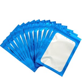 YaYaFunFun 100Pcs Reusable Blue Mylar Ziplock Bags, 10x15cm, Smell Proof, Resealable, Polyethylene, Self Seal, Food & Non-Food Storage, Gifting