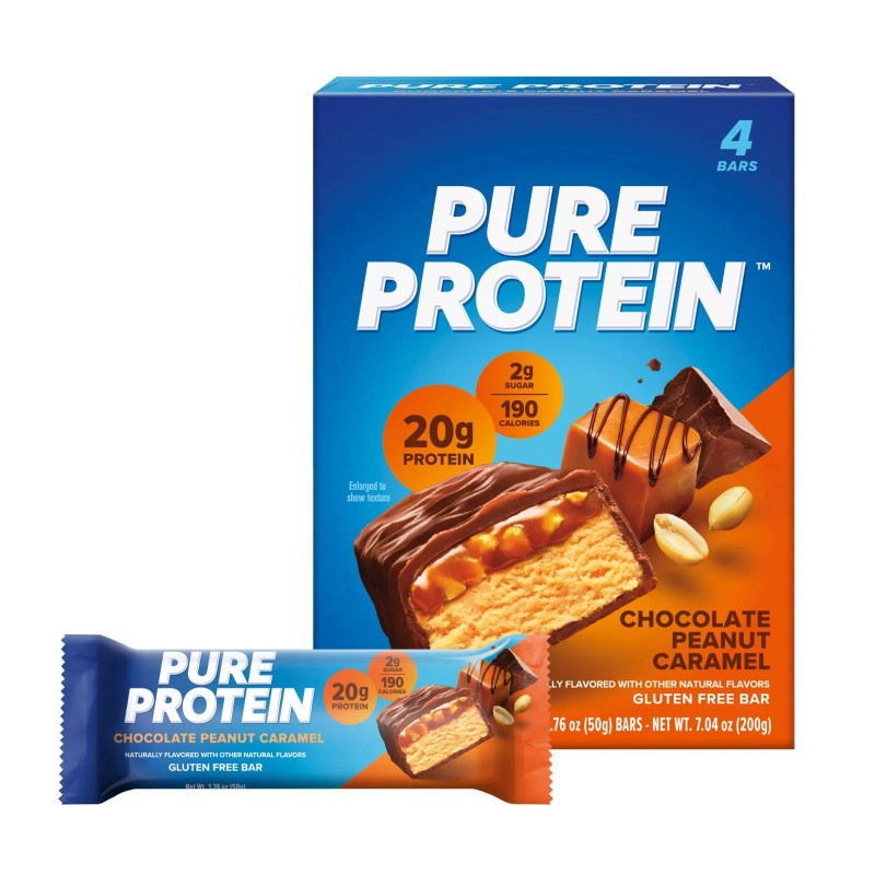 Pure Protein Bars, Chocolate Peanut Caramel, 20g Protein, Gluten Free,