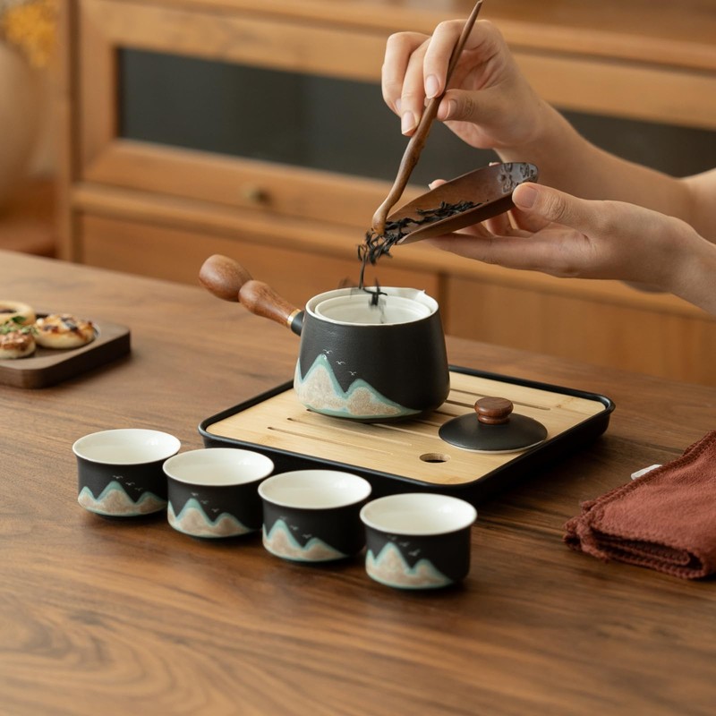 Gongfu Tea Set Travel Tea Set with Case 360 Rotating