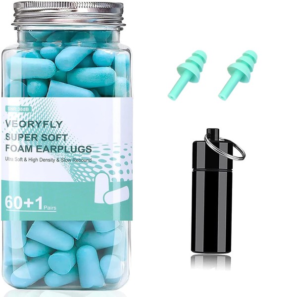 VeoryFly Foam Ear Plugs for Sleeping, 61 Pairs 29~38dB Highest