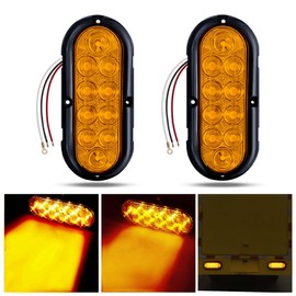 CZJCGD 6 Inch Oval Amber LED Trailer Tail Lights 2PCS, Yellow 10 LED Park Turn Signal Lights, IP67 Waterproof Marker Lights for RV Truck Boat, DOT Certified