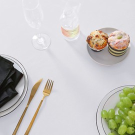 luccido 6 Pack Round Tablecloth 132 Inches White Table Cloth Stain and Wrinkle Resistant Washable Polyester Fabric Table Cover for Party, Wedding and Banquet Decoration