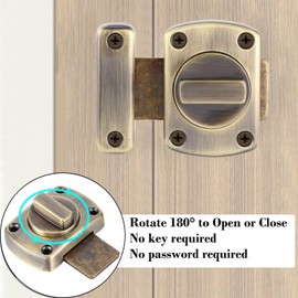 Litensh Door Bolt Latch with Rotating Bolt, Anti-Theft Gate Latch Stainless Steel Door Lock Brushed Security Cabinet Door Lock Front Door Sliding Lock Sliding Bolt Green Bronze
