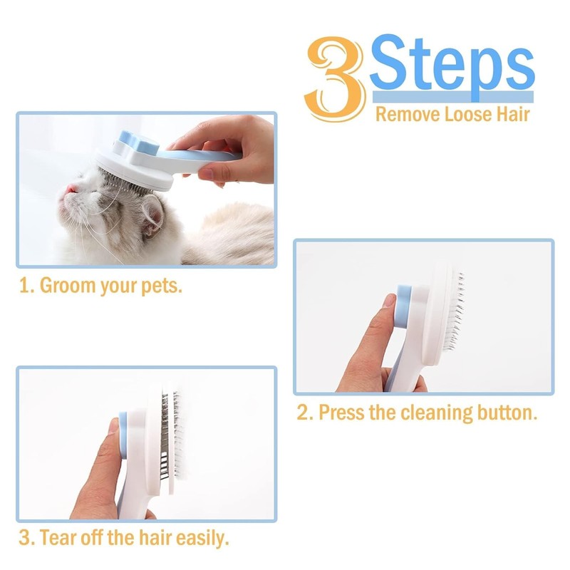 Pet Grooming Brush - Gentle Slicker for Removing Loose Undercoat,