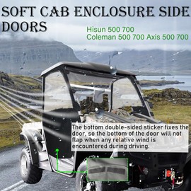 SUONE Left and Right Soft Cab Enclosure Side Doors 900D Heavy Duty Compatible with Hisun 500 700 Coleman 500 700 Axis 500 700 Massimo MSU500 Window Water Resistant Cab Protection