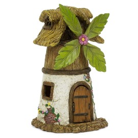 Windmill House Quaint Brown 7 x 5 Resin Stone Outdoor Statue With Opening Door