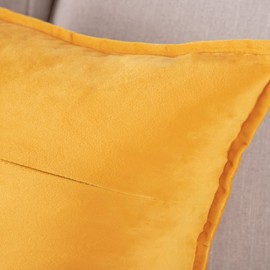 Madizz Pack of 2 Super Soft Velvet Decorative Cushion Covers with Fringe Luxury Style Cushion Case Pillow Shell for Sofa Bedroom Square Yellow 20x20 inch, 50x50 cm