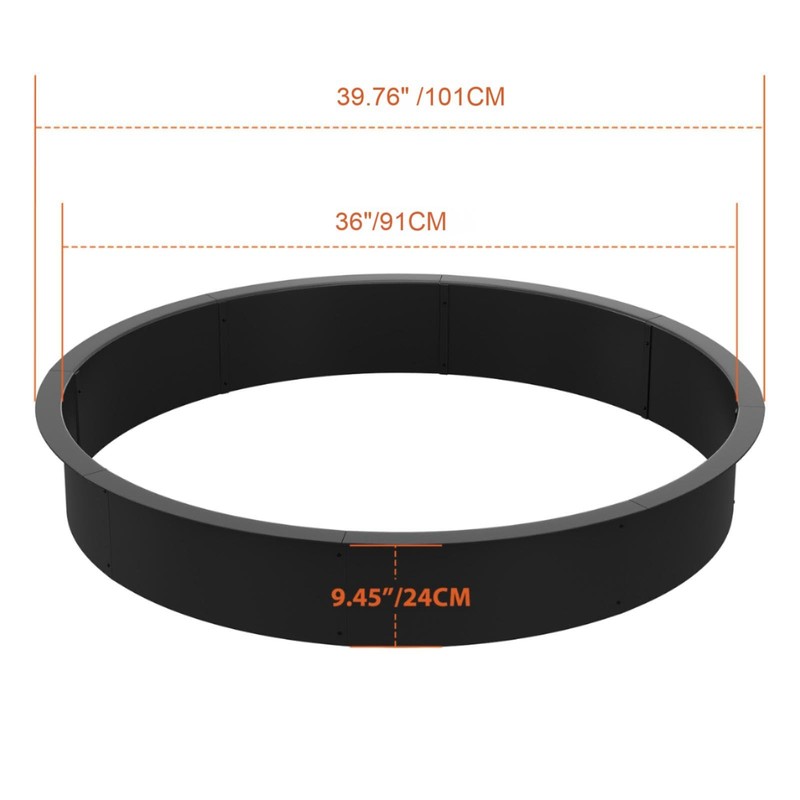 36-Inch Smokeless Fire Pit Ring, Easy 8-Piece Iron Sheet Assembly,