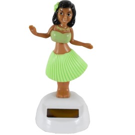 Solar Powered Dancing Decoration Dashboard Hawaiian Hula Girl Office or Home (Green)
