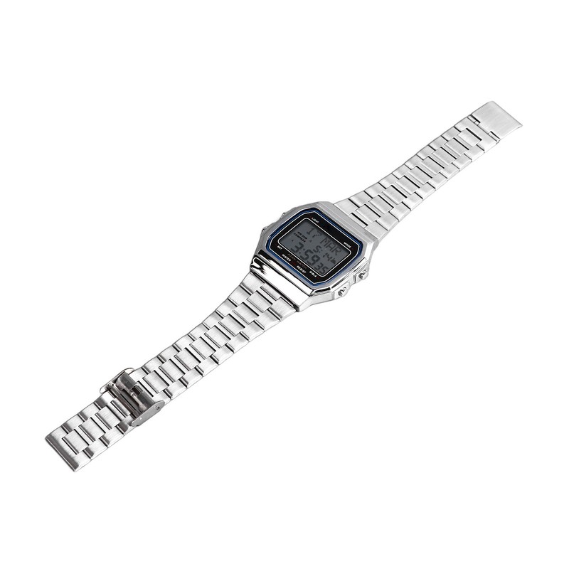 Men Muslim Digital Watch Prayer Reminder Strainless Streel Strap Waterproof