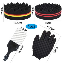 Hair Sponge Brush, Large and Small Holes Hair Sponge Afro Coils Curling Brushes Double Sided Oval Magic Spiral Wavy Hair Sponge for Home and Hairdresser