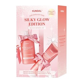 KUNDAL Holyday Silk Glow Edition - Champú de unión de proteínas de 16.9 fl oz + tratamiento 8.5 fl oz + coletero [Violet Muguet] – Cuidado del cabello coreano, reparación de daños, protección contra