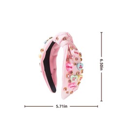 OCOUYVD Valentine's Day Headbands for Women Headbands for Women Knotted,Love Rhinestone Embellished Pink Headband Fashion Holiday Women Headbands for Hair Valentine's Day Hair Accessories for Women