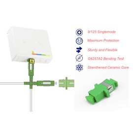 Elfcam® - 30 m Fibre Optic Cable SC/APC to SC/APC Simplex Singlemode, Supplied with Fibre Optic Adapter, Fibre Optic Cable White (30 m)