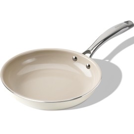 Kikcoin Small Frying Pan Nonstick, 8-Inch Ceramic Frying Pan Skillet, Non Toxic Cookware Cooking Pan with Stay Cool Handle, Egg Pan Omelet Pans, PFAS & PTFE & PFOA Free, Dishwasher & Oven Safe