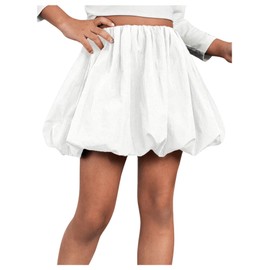 MakeMeChic Toddler Girls Skirt Bubble Mini Skirts Ruffle Skirts Girls Clothes White 5Y