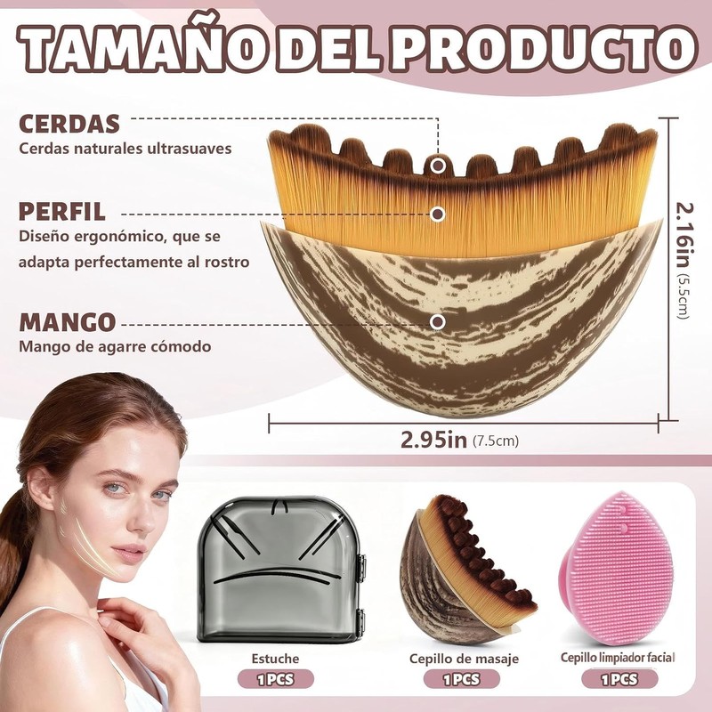Kit de Cepillos Faciales para Drenaje Linfático y Cepillos de