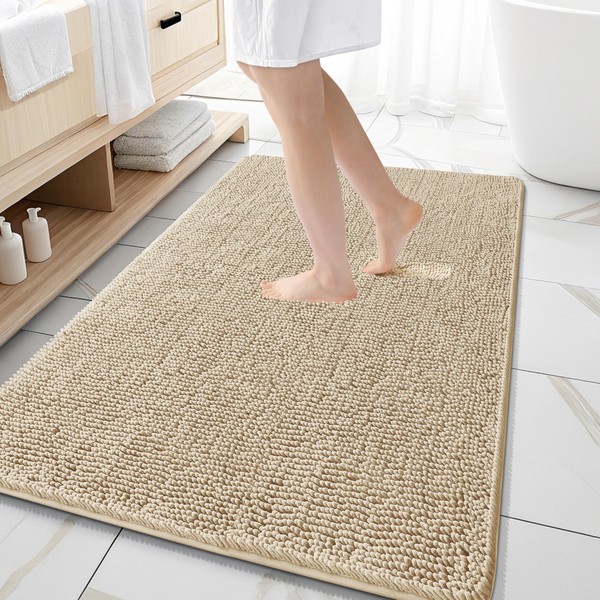 OLANLY Bathroom Rugs 59x35, Extra Soft Absorbent Chenille Bath Rugs,